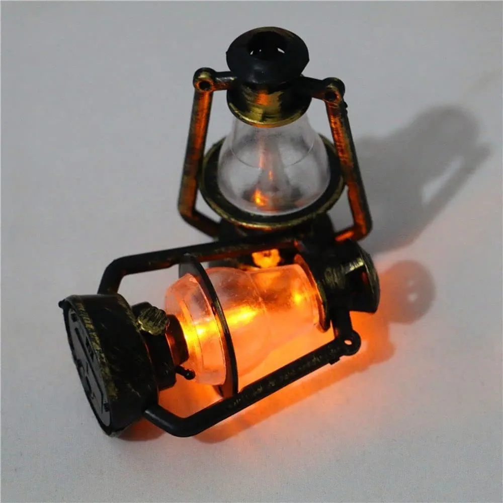 1Pc Miniature Lamps for Dollhouse,Doll House Miniature Retro Oil Lantern Dollhouse Accessories Scene Ornaments Dollhouse Miniature Scene Model Hurricane Lantern Kerosene Lamp