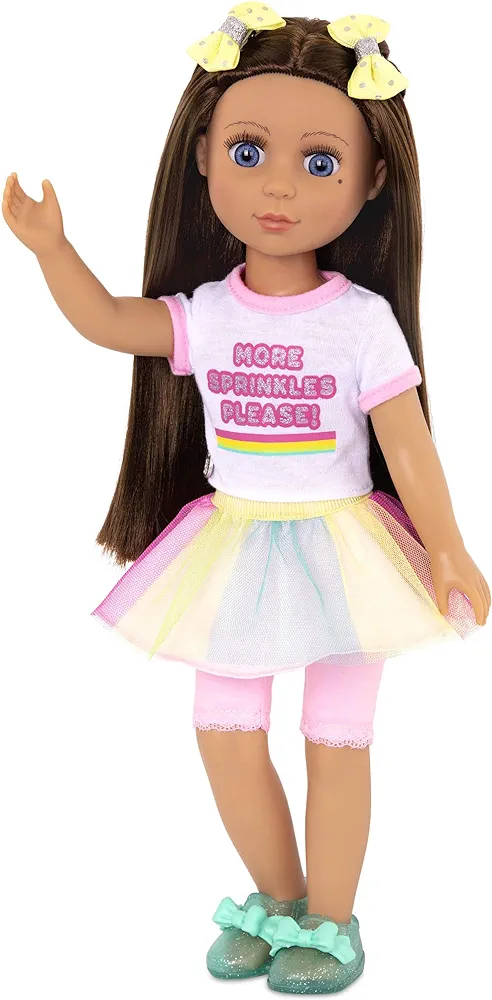 Battat Glitter Girls 14" Doll Kika - Brown Hair, Blue Eyes, Ice Cream Outfit & Accessories - Ages 3+, Pink