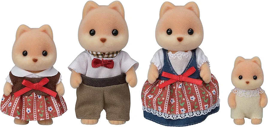 Calico Critters Caramel Dog Family, Dolls, Dollhouse Figures, Collectible Toys ,3 inches