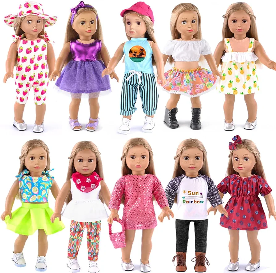 10 Sets 18 Inch Doll Clothes 18 Inch Doll Clothes and Accessories Fit for 18 inch Dolls 18 Inch Girl Doll