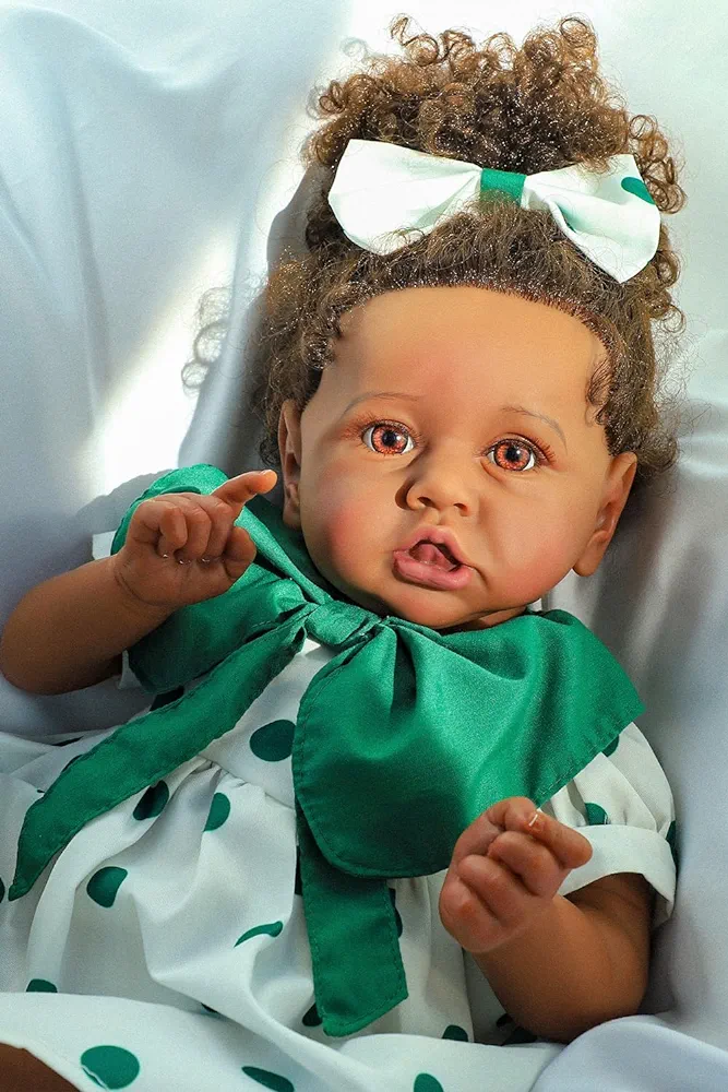 Reborn Baby Dolls Black Girl -Saskia, 23 Inches Realistic Baby Dolls with Lifelike African American Vinyl Body-Newborn Baby Doll Gift Set for Kids Age 3+