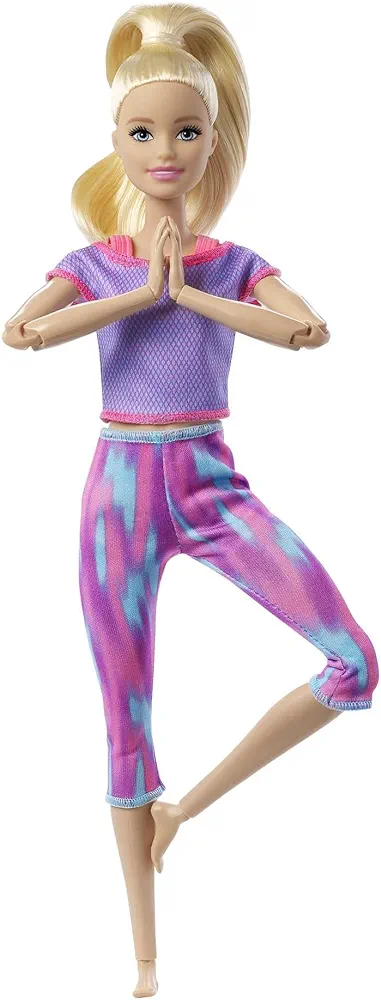 Barbie Made to Move Doll with 22 Flexible Joints & Long Blonde Ponytail Wearing Athleisure-wear for Kids 3 to 7 Years Old