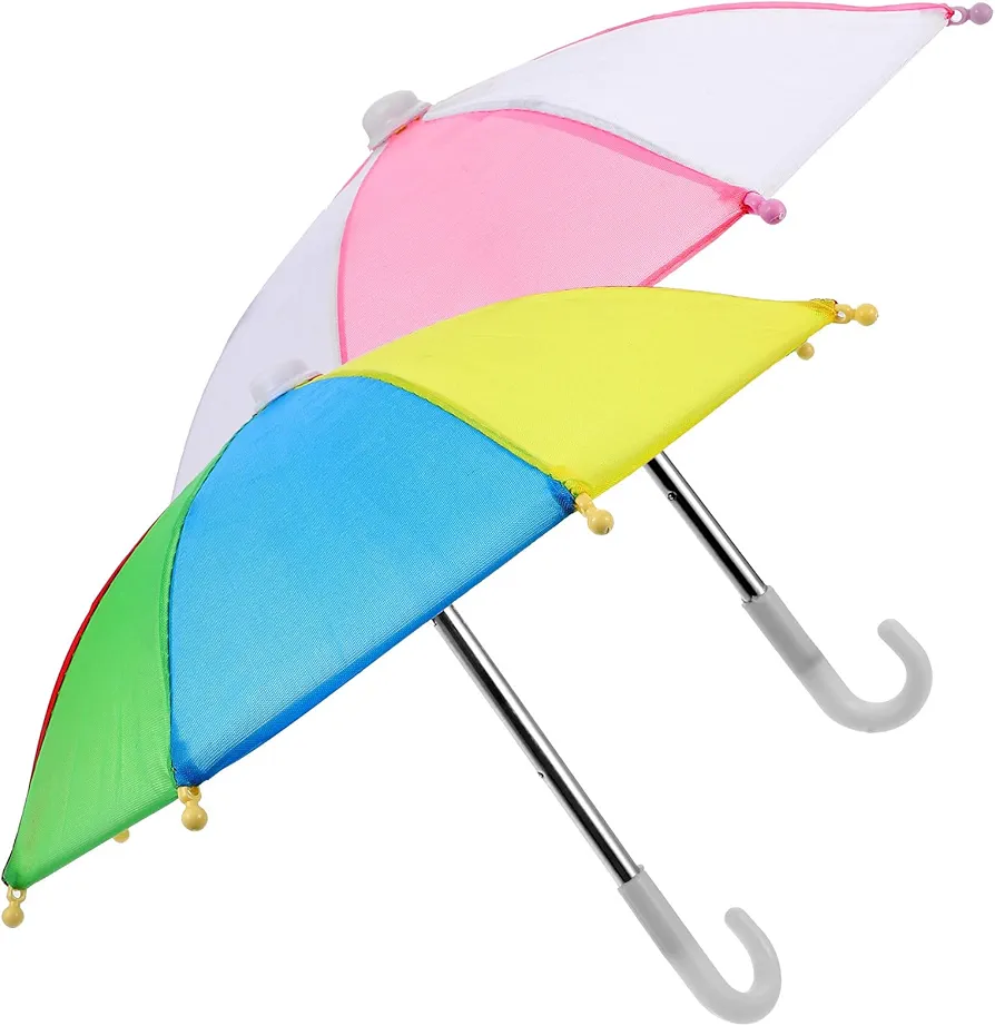 Gadpiparty 2pcs Doll for Decor Model Micro Landscape Prop Inch Toys Home Umbrellas Assorted Color Decoration Umbrella Dollhouse Rainy Photography Miniature Mini House Photo Adjustable