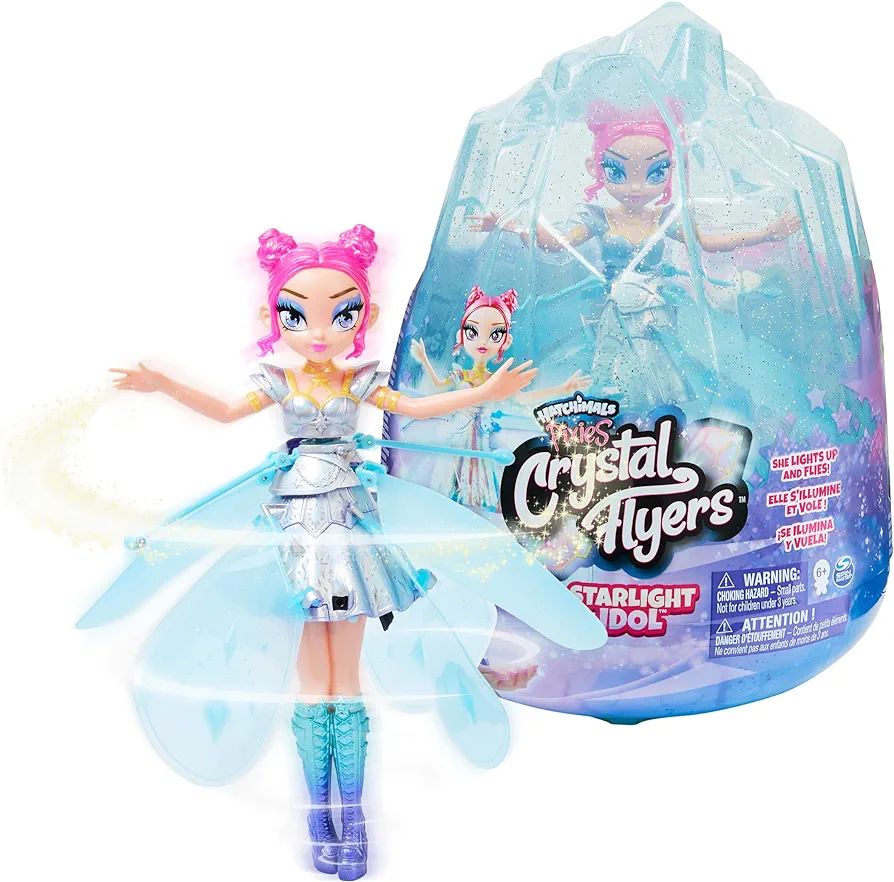 Crystal Flyers by Hatchimals, Starlight Idol Magical Flying Pixie Toy Doll with Lights, Girls Gifts, Kids Toys for Girls Ages 6 and up