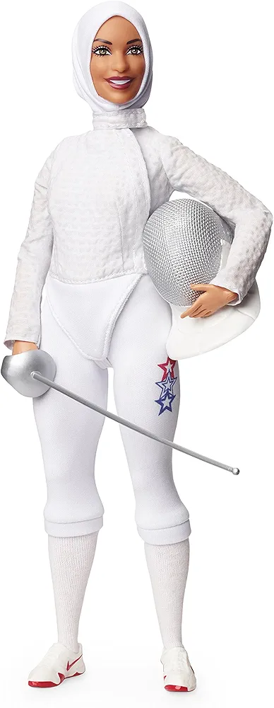 Barbie Ibtihaj Muhammad Doll with Fencing Uniform, Hijab, Sabre and Mask