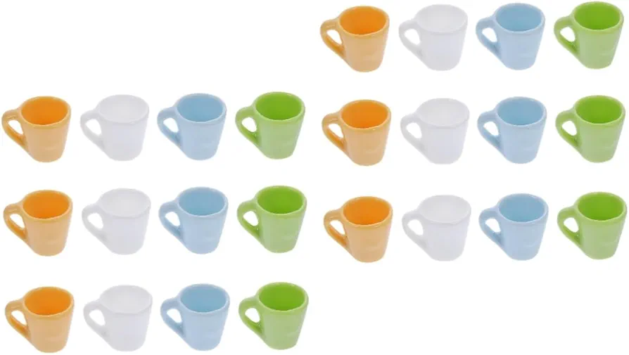 ibasenice 24 Pcs Mini Mug Decoration Coffee Cups Miniature Doll House Toy Food Toy Furniture Set Plastic Tea Set Small House Decor Dollhouse Miniature Tea Cup Drinks