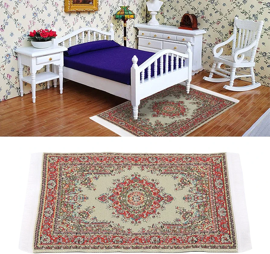 Turkishness Floral Print, Doll House Asseccories Dollhouse Furniture Dollhouse Blankets Dollhouse Accessories 1:12 Miniature Carpet for Miniature Dollhouse(Floral), LZKWyaeskb79p45293-12