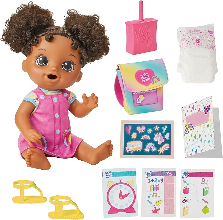 Baby Alive Time for School Baby Doll Set, 12 Inch, Back to School Toys for Girls & Boys, Black Hair, Preschool Gifts for Kids, Ages 3+ (Amazon Exclusive)