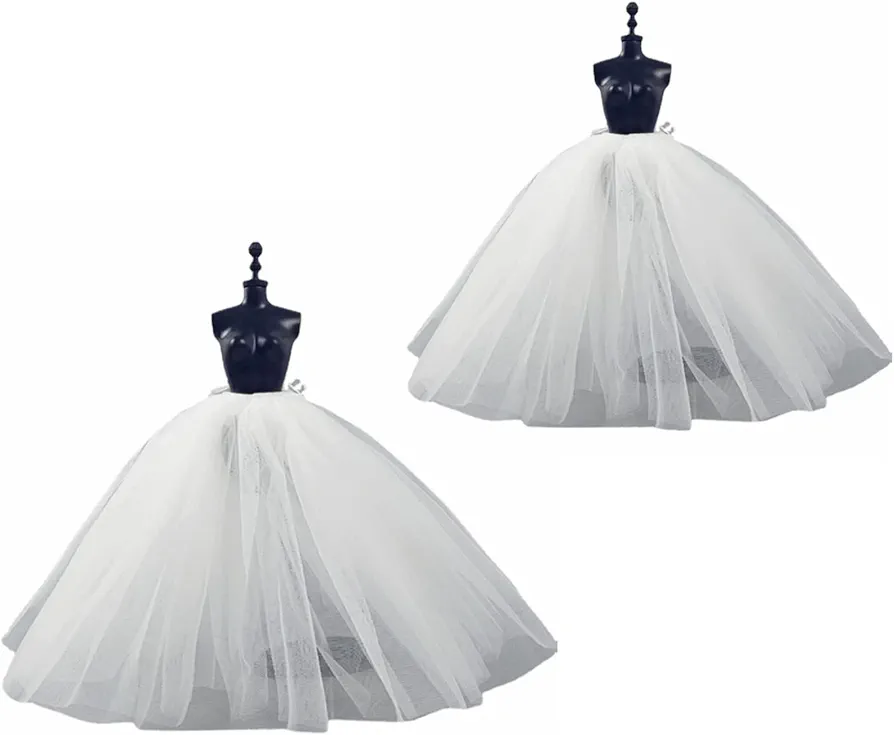 2pcs/lot Fashion Petticoat for 11.5" 1/6 Doll Slip Wedding Dress Underskirt Clothes Outfits 1/6 BJD Dollhouse Accessories (2pcs White Slip)