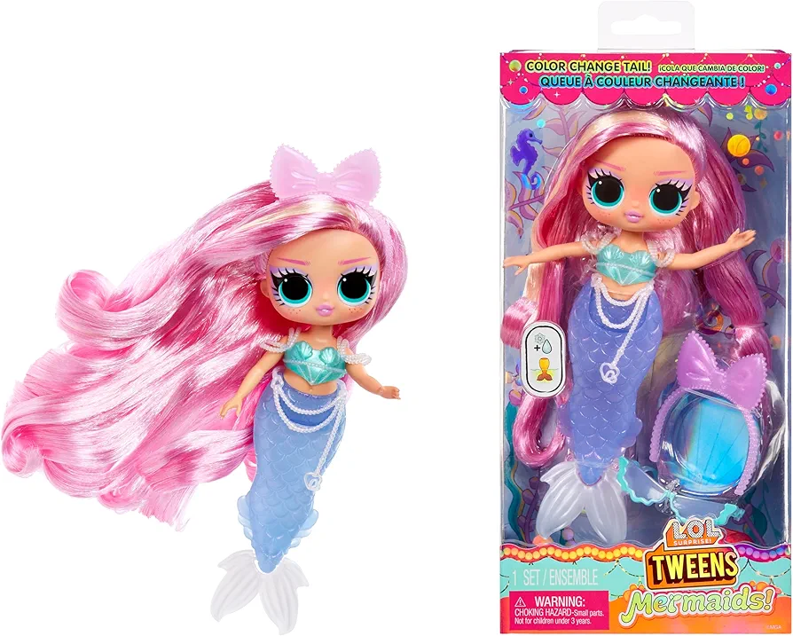 LOL Surprise Tweens Mermaid Lola Waves Fashion Doll with Color Changing Tail, Movable Fin, and Beautiful Accessories – Toy Gift for Kids Ages 4+