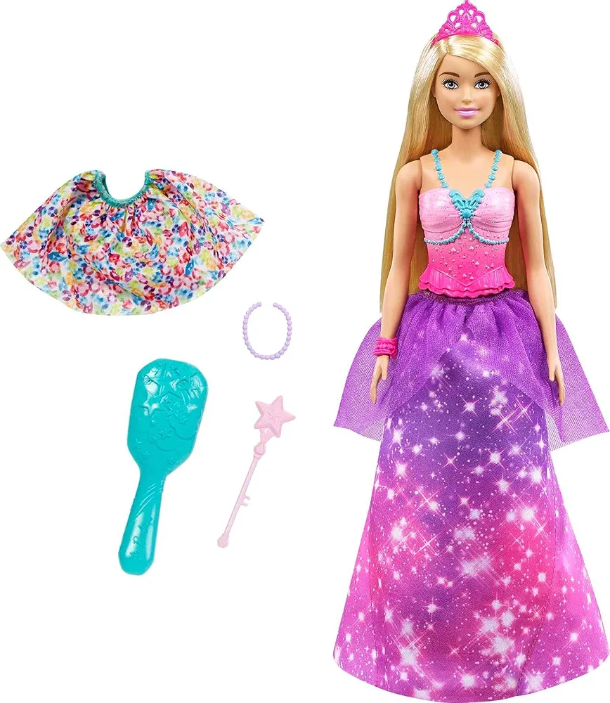 Barbie Dreamtopia 2-in-1 Royal to Mermaid Fashion Transformation Doll, Blonde with 3 Looks & Accessories