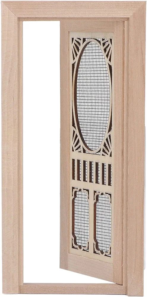 Doll House Screen Door, Lightweight 1:12 Service Life Exquisite Details Birch Dollhouse Furniture for Home