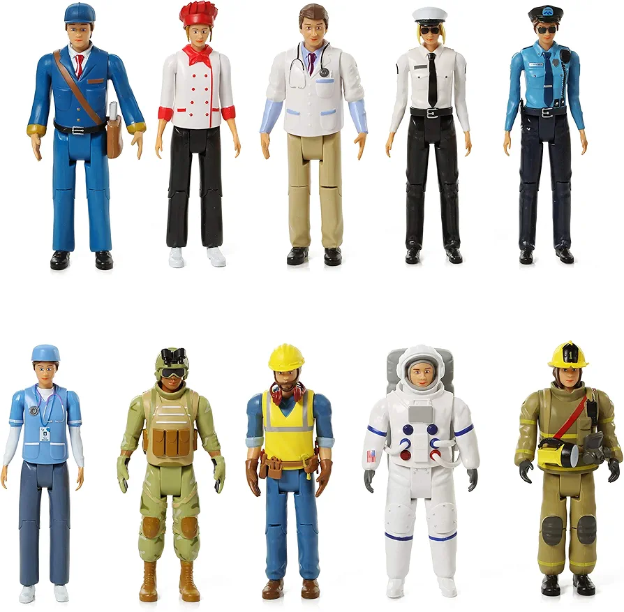 Beverly Hills Doll Collection Sweet Li’l Family Dollhouse Figures - Firefighter, Police Officer, Doctor and More, Set of 10 Action Figure People Doll House Set, Pretend Play for Kids and Toddlers