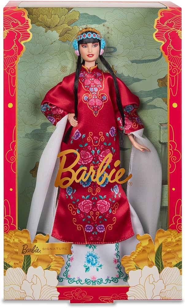 Barbie Signature Lunar New Year Doll in Red Floral Robe & Traditional Accessories Inspired by the Peking Opera, Collectible with Stand & Certificate of Aithenticity