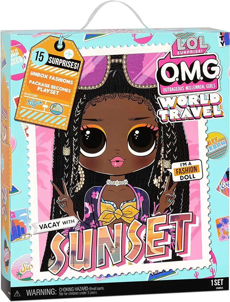 L.O.L. Surprise! World Travel Sunset Fashion Doll with 15 Surprises Including Outfit, Travel Accessories and Reusable Playset – Great Gift for Girls Ages 4+