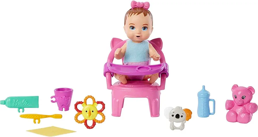 Barbie Skipper Babysitters Inc Baby Small Doll & Accessories, First Tooth Playset with Appearing & Disappearing Tooth