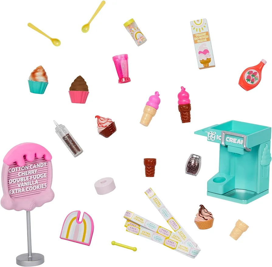 Glitter Girls – Ice Cream Set – Accessories for 14-inch Dolls – Soft-Serve Machine, Cones, Syrup – Menu Stand & Ticket Dispenser – 3 Years + – GG Soft Serve Ice Cream Playset