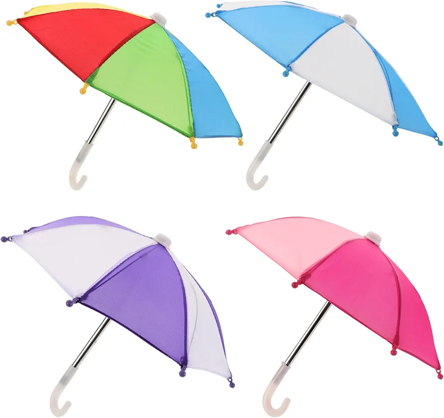 Abaodam Miniature Doll Umbrellas 4pcs Mini Colorful Sunny Rainy Umbrella Model Dollhouse Pretend Play Toy for 18 Inch People Photography Props Doll Dress Up Home Decor