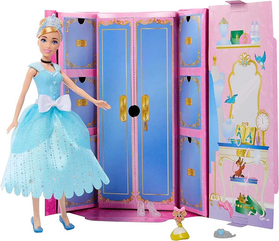 Mattel Disney Princess Cinderella Fashion Doll & Mystery Friend with 12 Surprise Fashions & Accessories, Unboxing Toy