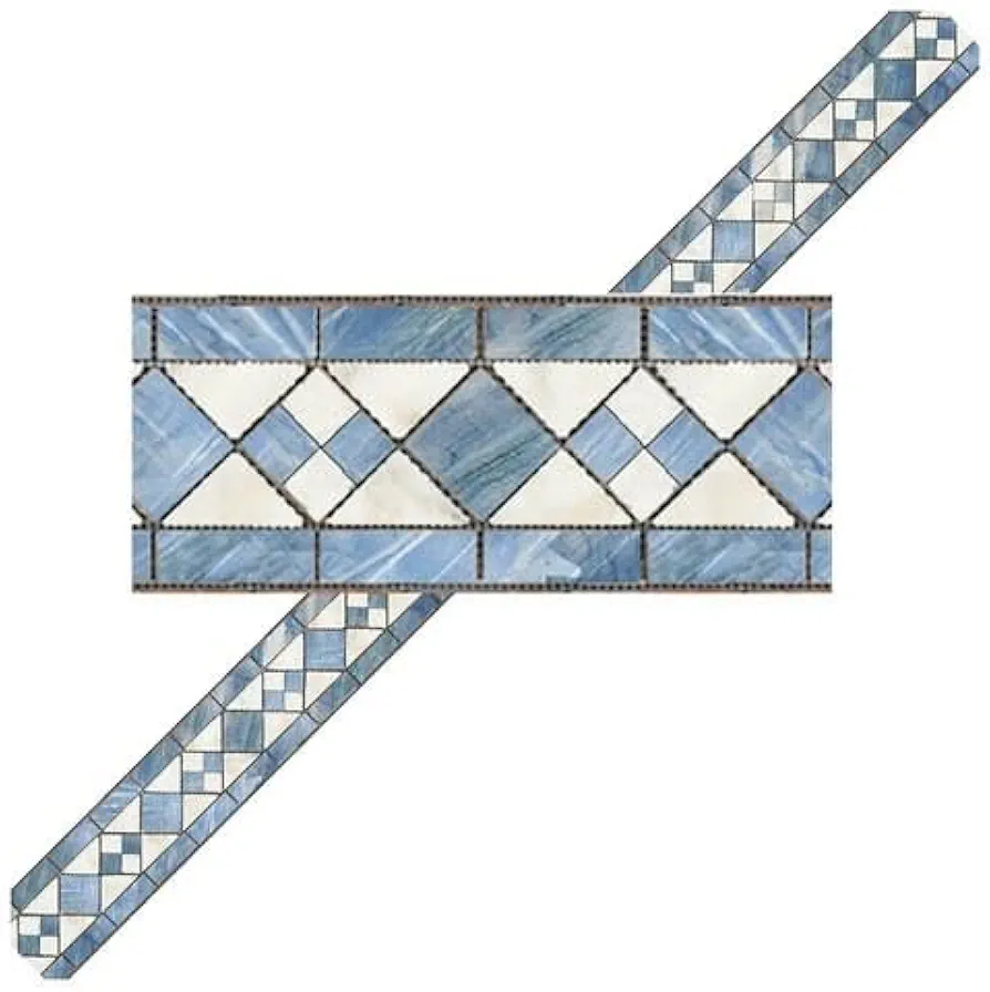 Melody Jane Dolls Houses Dollhouse Faux Marble Wallpaper Border Miniature Print 1:12 Scale Blue