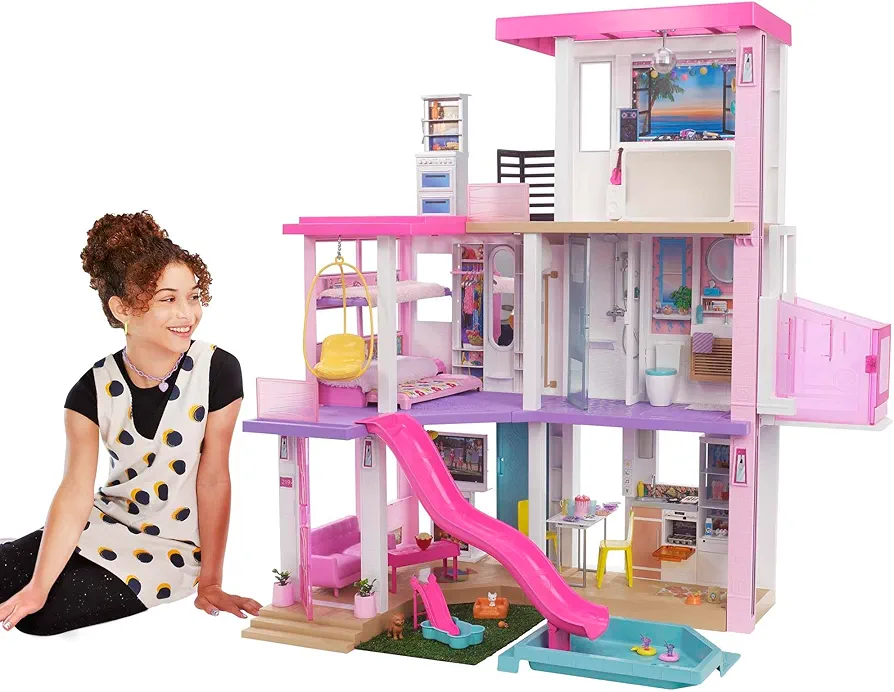 Barbie DreamHouse, Doll House Playset with 75+ Toy Furniture & Accessories, 10 Play Areas, Lights & Sounds, Wheelchair-Accessible Elevator (Amazon Exclusive)