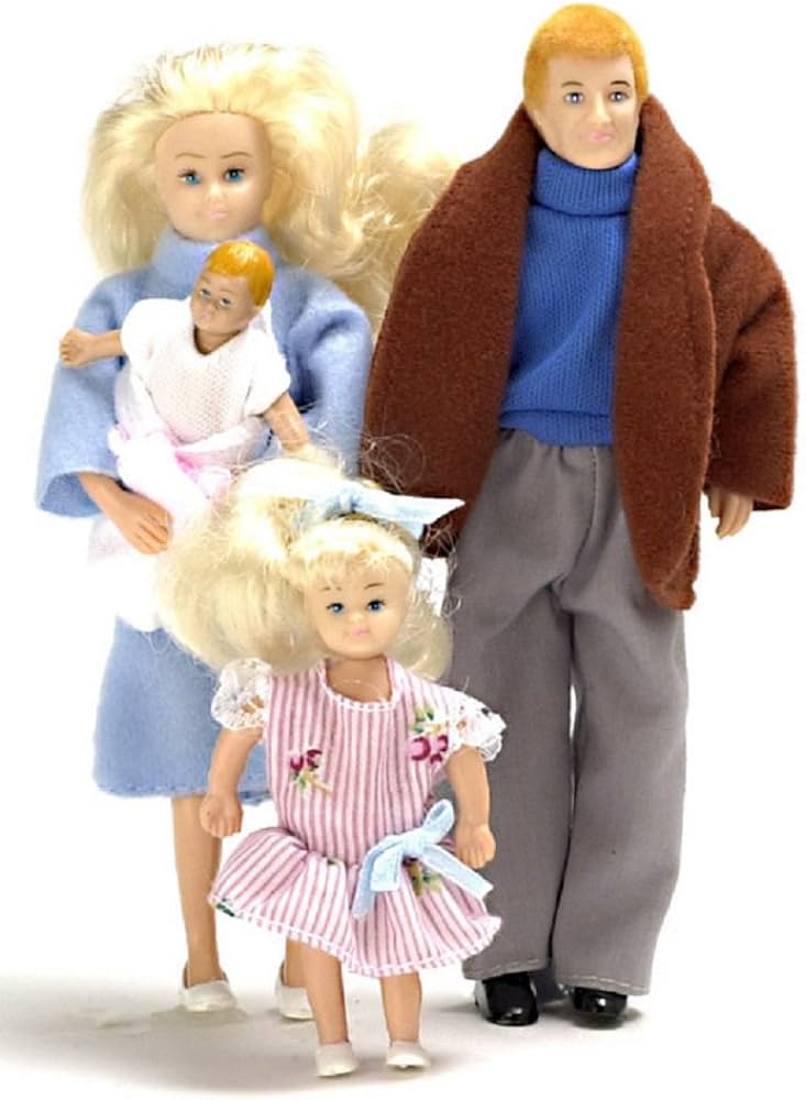 Dollhouse Miniature 1:12 Scale Modern Family of 4 People Mum Dad Girl Baby