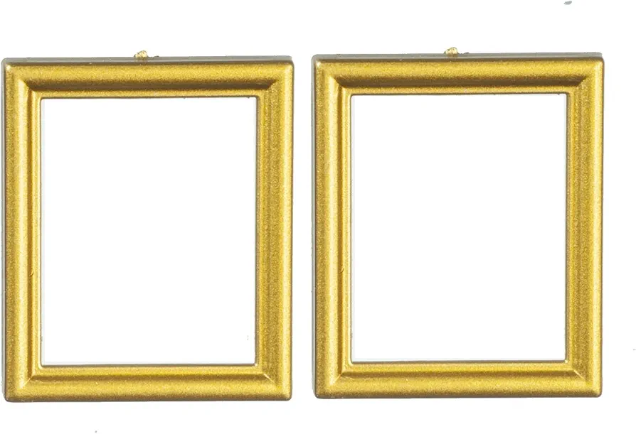 Melody Jane Dolls Houses Dollhouse 2 Empty Picture Frames with Plexi Glass Plain Gold Photo Accessory