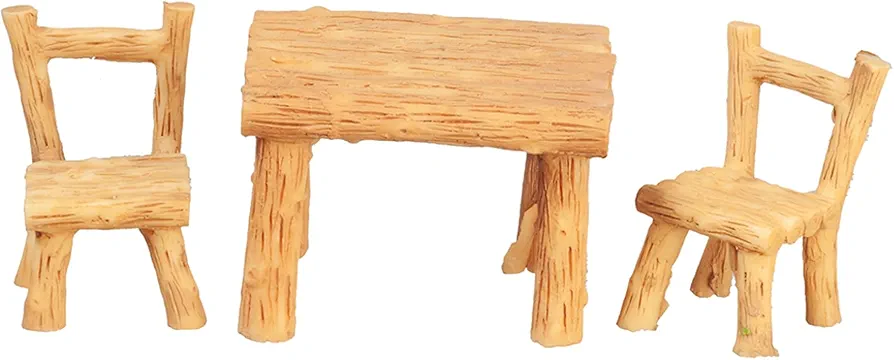 Dolls House Log Table & Chairs Garden Cabin Furniture Set 1:24 Half Inch Scale