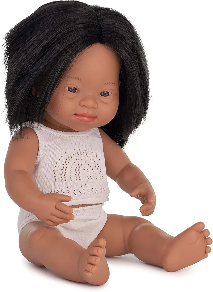 Miniland Doll 15'' Hispanic Girl with Down Syndrome (Box) - Made in Spain, Anatomically Correct, Quality, Inclusion