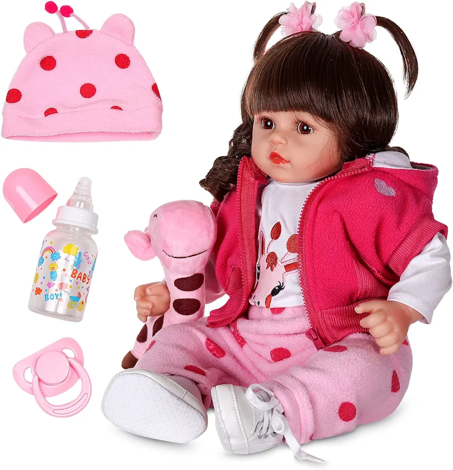 Reborn Baby Dolls - 18-Inch Realistic Baby Doll with Complete Baby Doll Accessories - Lifelike, Soft Silicone Newborn Girl Doll with Movable Arms and Legs - Comes with a Birth Certit