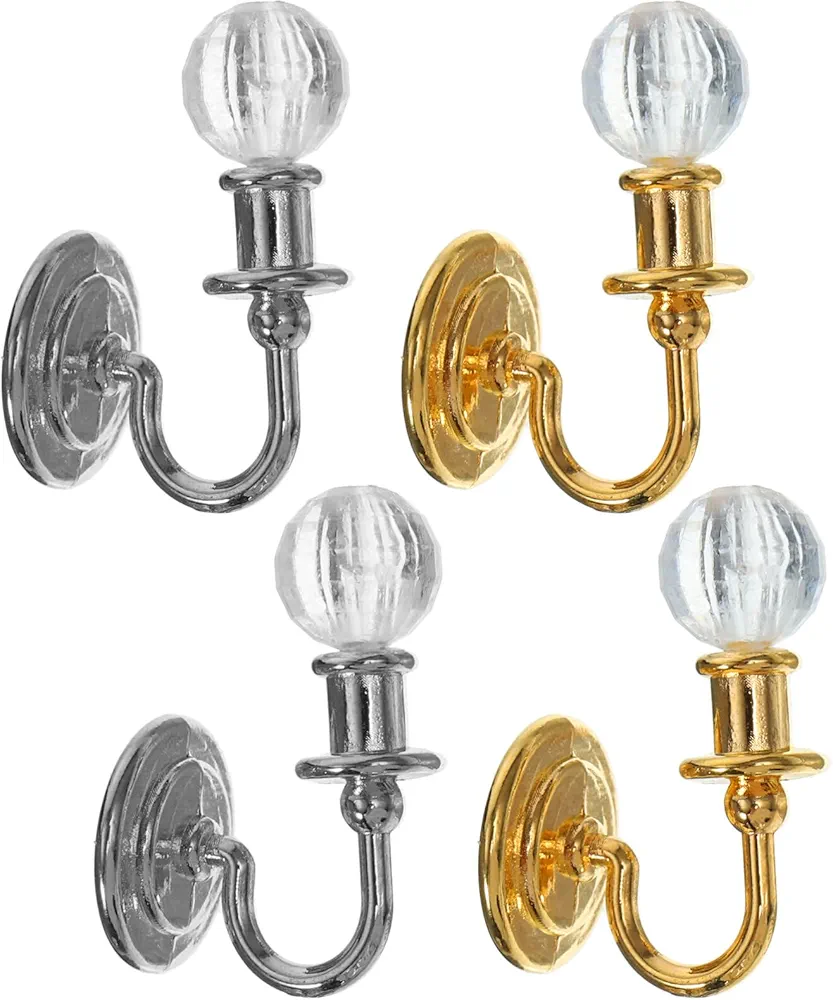 MAGICLULU 2 Pairs Dollhouse Crystal Wall Lamp Model Mini Lamp Models Dollhouse Wall Lamp Miniature Wall Sconces Dollhouse Lightening Wall Sconce Toy Doll House Ob11 Decorative Lights Alloy