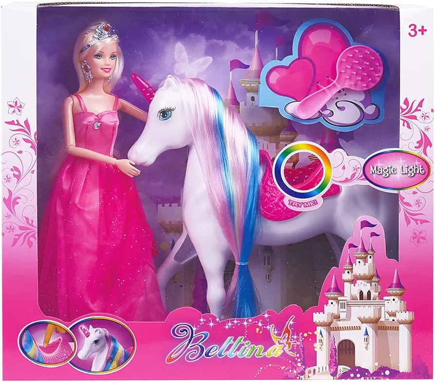 Yellow River Magic Light Unicorn and Princess Dolls, Unicorn Horse Toys for Girls /Boys, Unicorn Doll Toys Playset Best Gifts for Christmas Birthday for Kids Aged 3 4 5 6 7 8+