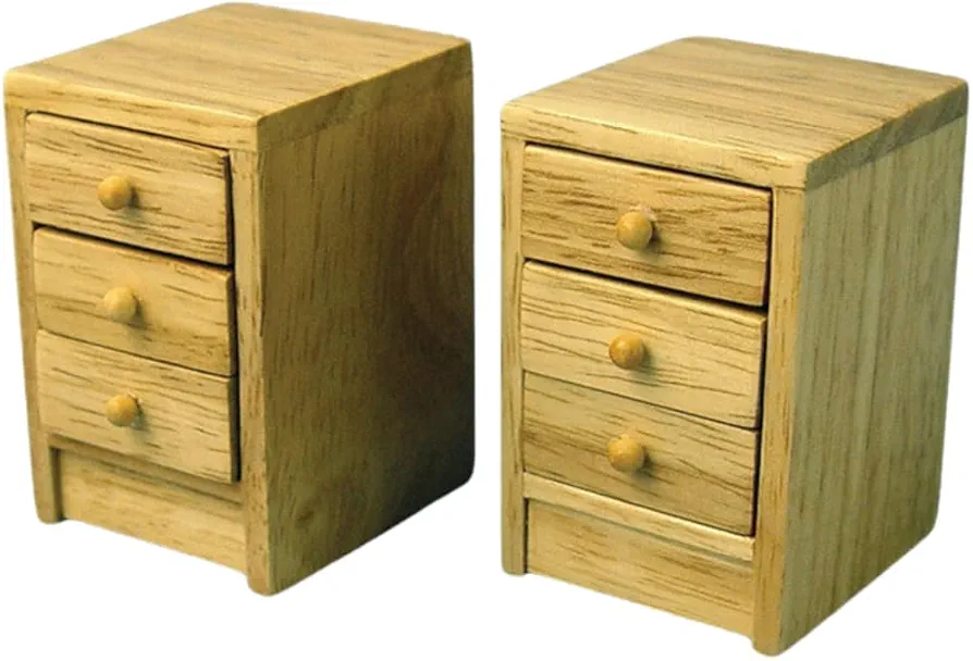 Dolls House Bedside Chest Nightstand Light Oak 3 Drawer Modern Bedroom Furniture