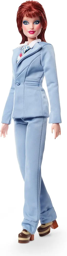 Barbie Signature David Bowie Doll (11.5-in, Red Hair) Posable, Wearing Blue Suit, with Doll Stand and Certificate of Authenticity, Gift for Collectors