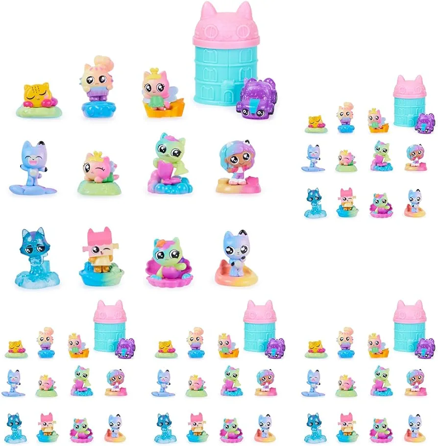 Gabby's Dollhouse, Meow-Mazing Mini Figures 60-Pack (Amazon Exclusive) Rainbow -Themed Toy Figures and Playsets Kids Toys for Ages 3 and up