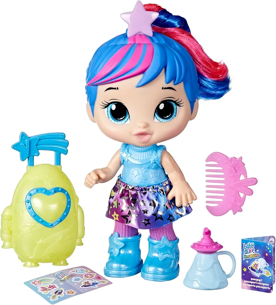 Baby Alive Star Besties Doll, Stellar Skylar, 8-inch Space-Themed Doll for 3 Year Old Girls and Boys and Up, Accessories