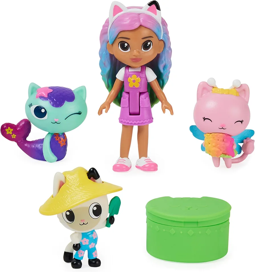 Gabby's Dollhouse, Gabby and Friends Figure Set with Rainbow Gabby Doll, 3 Toy Figures and Surprise Accessory Kids Toys for Ages 3 and up