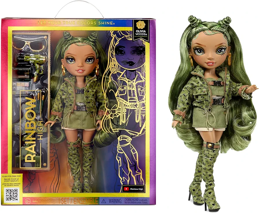 Rainbow High Olivia- Camo Green Fashion Doll. Fashionable Outfit & 10+ Colorful Play Accessories. Great Gift for Kids 4-12 Years Old and Collectors.