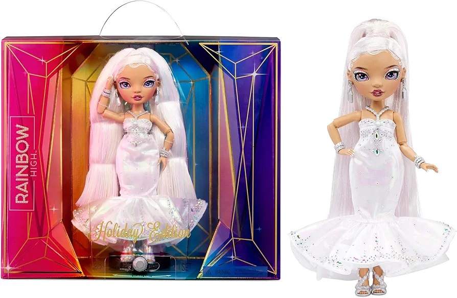 2022 Holiday Edition Roxie Rainbow High Doll with Multicolor Hair and Iridescent Gown - Great Gift