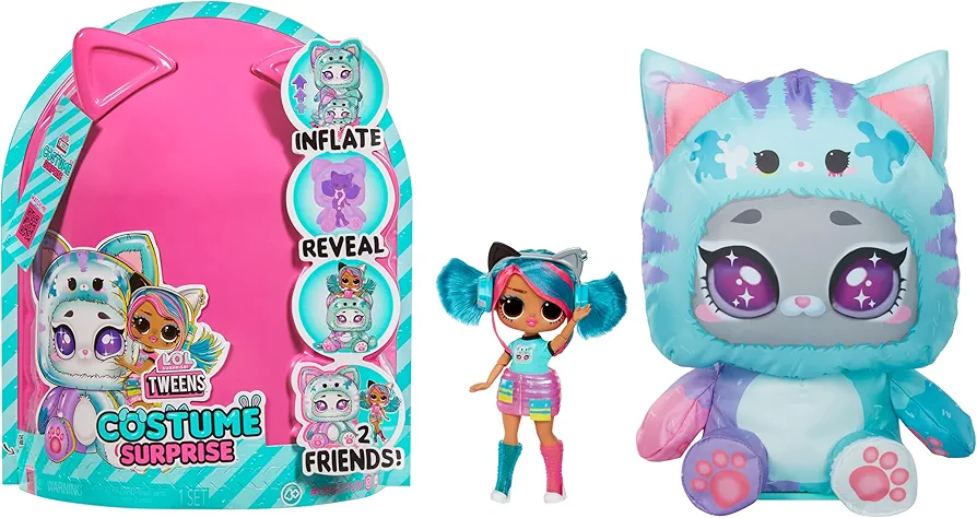 LOL Surprise Tweens Costume Surprise Emma Emo Fashion Doll with Inflatable Teal Kitty Pet Costume and Multiple Surprises Including Fabulous Fashions & Accessories – Great Gift for Kids Ages 4+