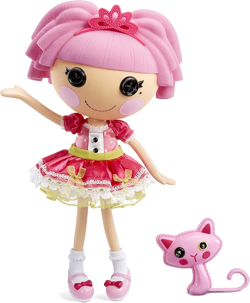 Lalaloopsy Jewel Sparkles and Pet Persian Cat, 13" Princess Doll with Pink Hair, Pink Outfit and Accessories, Reusable House Playset- Gifts for Kids, Toys for Girls Ages 3 4 5+ to 103 Years Old