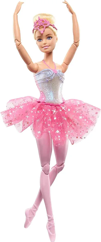 Barbie Dreamtopia Doll, Twinkle Lights Posable Ballerina with 5 Light-Up Shows, Sparkly Pink Tutu, Blonde Hair & Hair Accessory