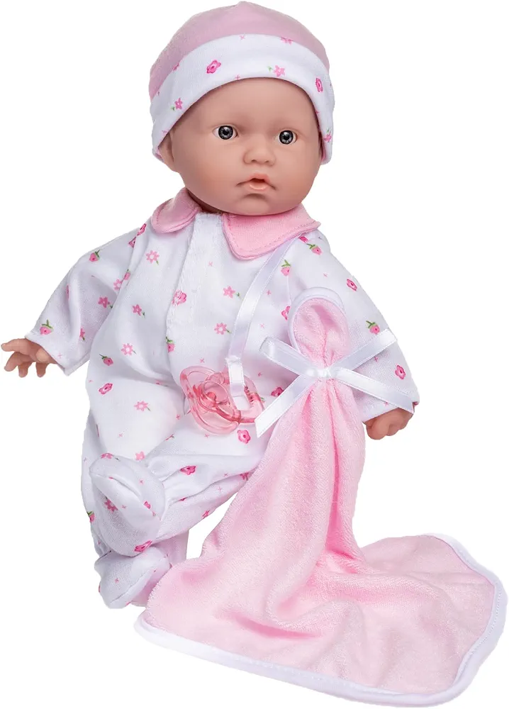 JC Toys La Baby Caucasian Baby Doll Set – 11 Inch Soft Baby Doll | Washable |Removable Pink Outfit w/ Hat & Blanket | For Children 12 Months +