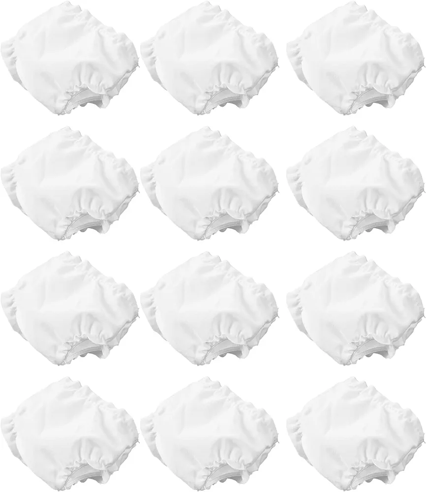 NUOBESTY 12Pcs White Doll Diapers Baby Reusable Doll Diapers Mini Underwear for Dollhouse Dolls(Mini Size,Waist Size：3CM)