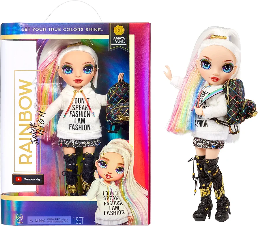 Rainbow High Jr High Series 2 Amaya Raine- 9" Rainbow Posable Fashion Doll with Designer Accessories and Open/Close Backpack. Great Toy Gift for Kids Ages 6-12 Years Old & Collectors