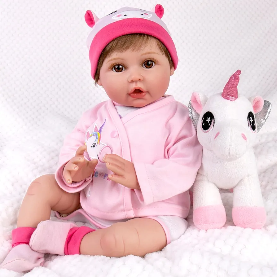 Aori Reborn Baby Dolls - 22 inch Realistic Newborn Baby Girls Lifelike Weighted Baby Girl Dolls Pink Unicorn Real Life Baby Girl Dolls