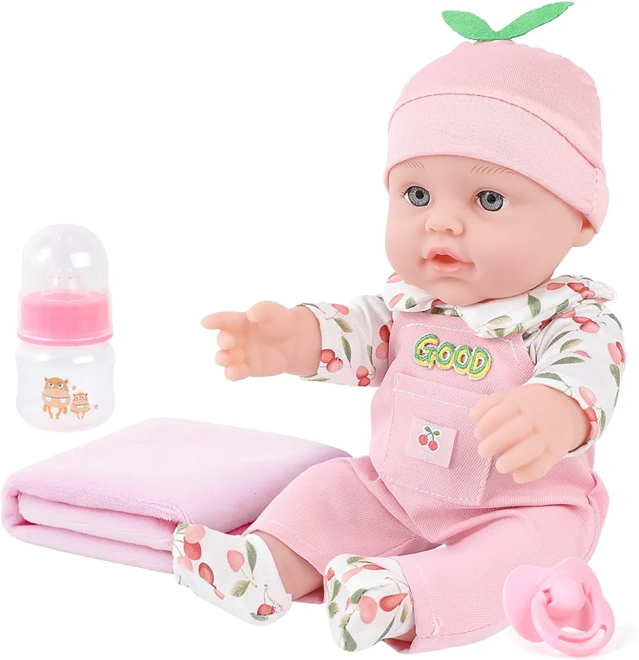 12 Inch Baby Doll Playset with Clothes and Accessories Including Dolls Clothes Hats Socks Bottles Nipple Blanket