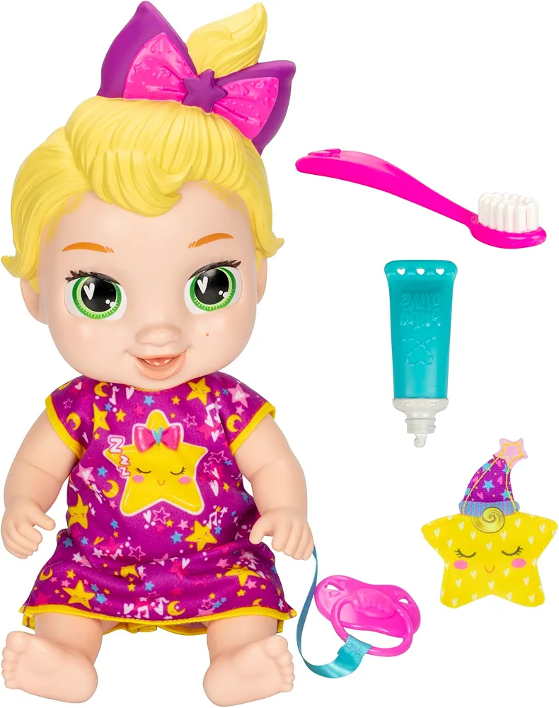 Baby Alive Lil Dreamer LaLa GooGoo Sleepy Baby Doll Set, Blonde Hair, Fun Sleepover Theme, Preschool Toys for Girls & Boys 3 Years & Up