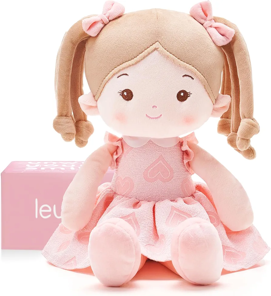 Soft Baby Doll Toys (16''), My First Baby Rag Doll for 1 Year-Old Girl Birthday Gift, Leya Doll Christmas Plush Toys Gift for Toddler Kids Infants -Sweetheart Girl