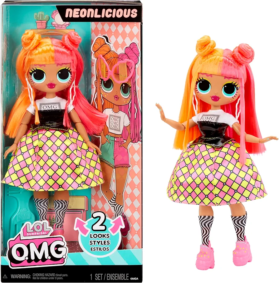 LOL Surprise OMG Neonlicious Fashion Doll with Multiple Surprises Including Transforming Fashions and Fabulous Accessories – Great Gift for Kids Ages 4+